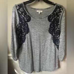 Maurices Navy and White Striped Top